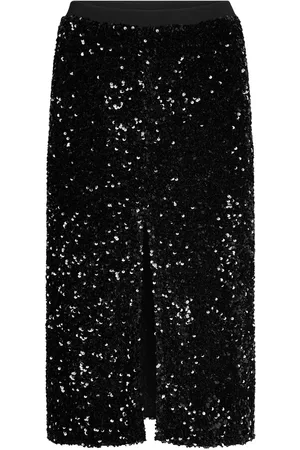 Stella Nova Sequins Midi Skirt Skirts Knee-length & Midi Skirts Black