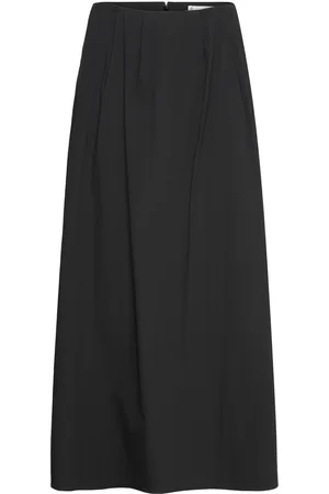 MANGO Long Flared Skirt Skirts Maxi Skirts Black