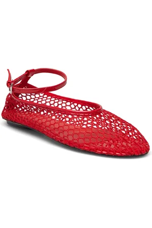 MANGO Mesh Ballet Flats With Strap And Buckle Ballerinasko Ballerinaer Red