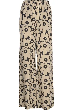 Marimekko Oanet Mini Unikko Bottoms Trousers Wide Leg Beige