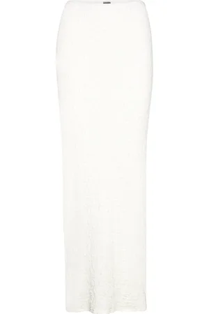 Gina Tricot Structure Maxi Skirt Skirts Maxi Skirts White