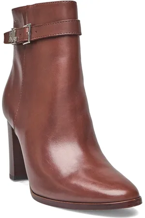 Ralph Lauren Bailey Burnished Leather Bootie Shoes Boots Ankle Boots Ankle Boots With Heel Brown
