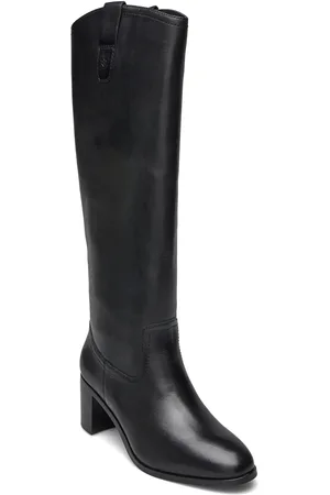 Ralph Lauren Carla Burnished Leather Ridingtk! Boot Lange Støvler Black