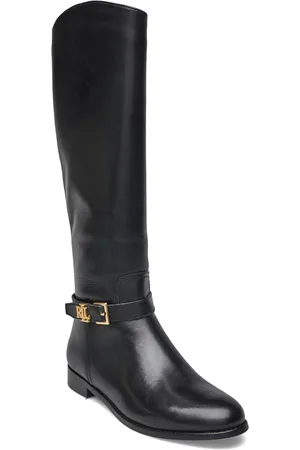 Ralph Lauren Brooke Burnished Leather Riding Boot Lange Støvler Black