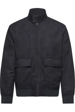 MANGO Suede-Effect Jacket With Zip Tynd Jakke Navy