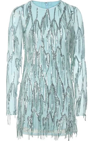 ROTATE Long Sleeve Mini Dress Kort Kjole Blue