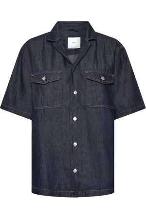 MANGO Cotton Linen Denim Shirt Tops Shirts Denim Shirts Blue