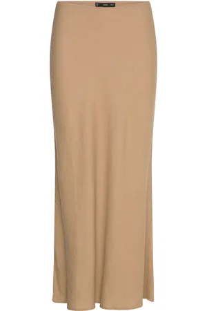 MANGO Long Linen Skirt Skirts Maxi Skirts Beige
