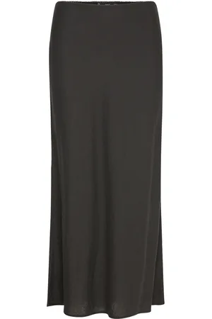 MANGO Long Linen Skirt Skirts Maxi Skirts Black