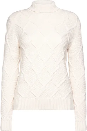 Barbour Burne Roll Nec Tops Knitwear Turtleneck White