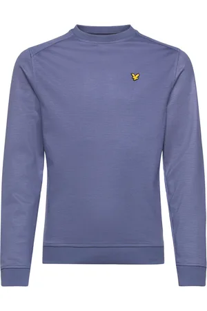 Lyle & Scott Fly Fleece Crew Tops T-shirts Long-sleeved T-Skjorte Blue
