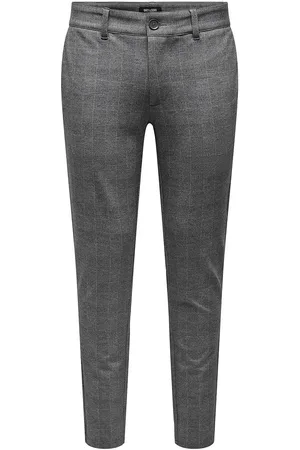 Only & Sons Onsmark Slim Check Pants 9887 Noos Bottoms Trousers Formal Grey