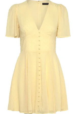ROTATE Mini V-Neck Dress Dresses Summer Dresses Yellow