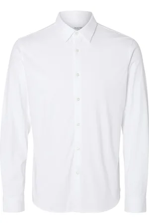 SELECTED Slhslim-Jersey Shirt Ls Noos Tops Shirts Business White