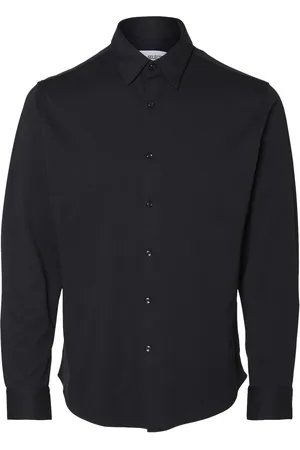 SELECTED Slhslim-Jersey Shirt Ls Noos Tops Shirts Business Black