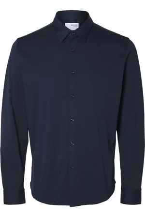SELECTED Slhslim-Jersey Shirt Ls Noos Tops Shirts Business Navy
