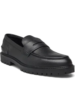 Les Deux Thatcher Grain Penny Loafer Loafers Flade Sko Black