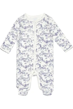 Ralph Lauren Pastoral Toile Cotton Footed Coverall Pyjamas Sie Jumpsuit Blue