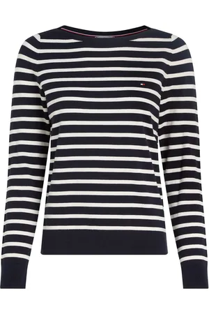 Tommy Hilfiger Co Jersey Stitch Boat-Nk Ls Swt Tops Knitwear Jumpers Navy