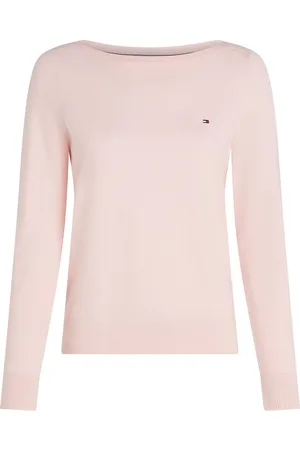 Tommy Hilfiger Co Jersey Stitch Boat-Nk Ls Swt Tops Knitwear Jumpers Pink