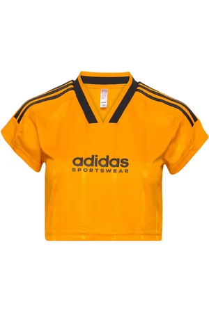 adidas Tiro Cut 3 Stripes Cropped Jersey Sport Sport Clothing Sports Tops & T-shirts Sport Crop Tops Sport Short-sleeved Crop Tops Orange