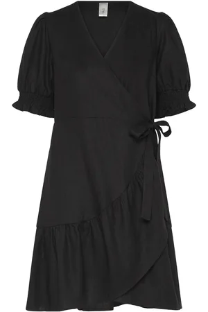Y.A.S Flaxy Ss Wrap Dress Noos Kort Kjole Black