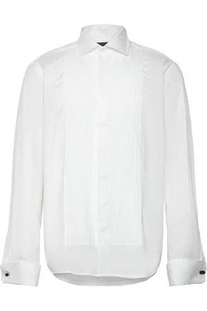 Oscar Jacobson Reg Fit Cut Away Tuxedo Double Cuff Shirt Tops Shirts Tuxedo Shirts White