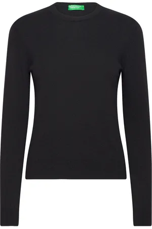 Benetton Sweater L/S Tops Knitwear Jumpers Black