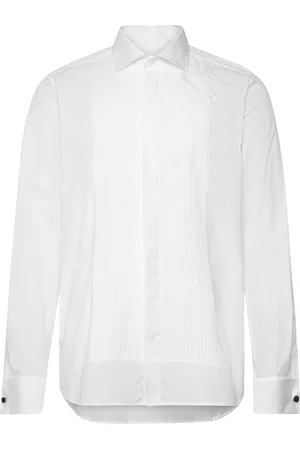 Oscar Jacobson Slim Fit Cut Away Tuxedo Double Cuff Shirt Tops Shirts Tuxedo Shirts White