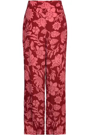 MANGO Floral Palazzo Trousers Bottoms Trousers Culottes Red