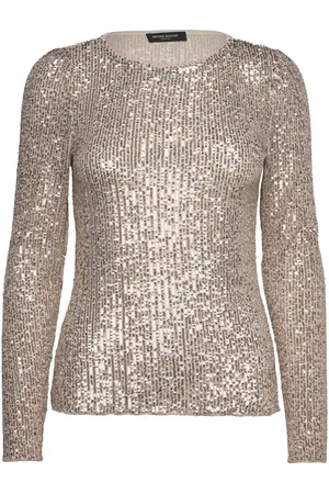 Bruuns Bazaar Ilexbbround Neck Tops Blouses Long-sleeved Silver