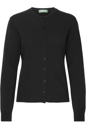 Benetton L/S Sweater Tops Knitwear Cardigans Black