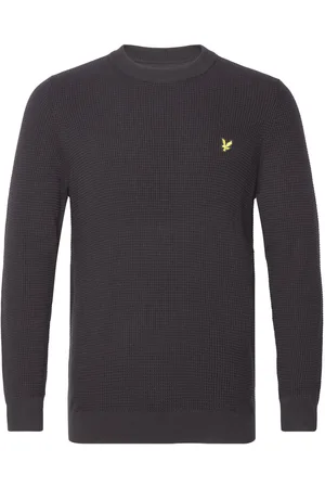 Lyle & Scott Grid Knit Crew Neck Jumper Tops Knitwear Round Necks Black