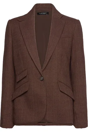 Ralph Lauren Cotton-Blend Oxford Blazer Blazers Single Breasted Blazers Brown