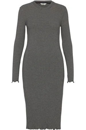 Mads Norgaard 5X5 Stripe Boa Dress Knælang Kjole Grey
