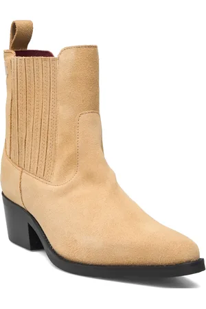 Tommy Hilfiger Th Suede Cowboy Boot Shoes Boots Ankle Boots Ankle Boots With Heel Beige