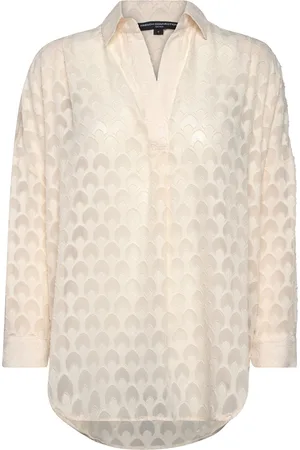 French Connection Geo Burnout Popover Shirt Tops Shirts Long-sleeved Beige