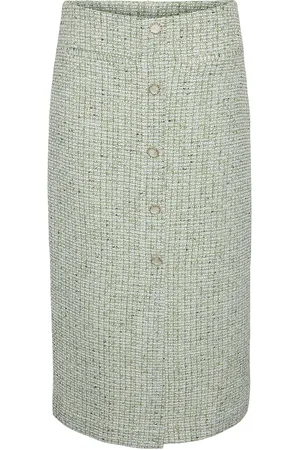 Y.A.S Asara Hmw Midi Skirt Knælang Nederdel Green