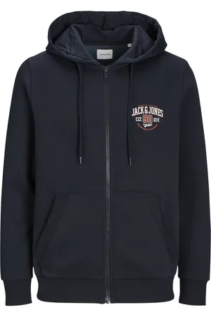 JACK & JONES Jjlogo Sweat Zip Hood 2 Col Tops Knitwear Full Zip Jumpers Navy Jack & J S