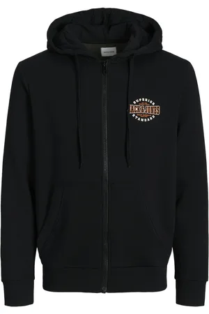 JACK & JONES Jjlogo Sweat Zip Hood 2 Col Tops Knitwear Full Zip Jumpers Black Jack & J S