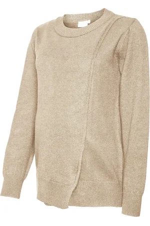 Mama;licious Mlnewanne Iris L/S Knit Top 2F Tops Knitwear Jumpers Beige