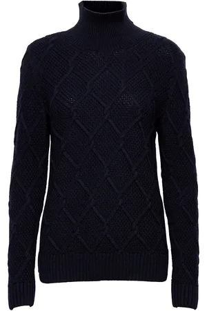 Barbour Burne Roll Nec Tops Knitwear Turtleneck Blue