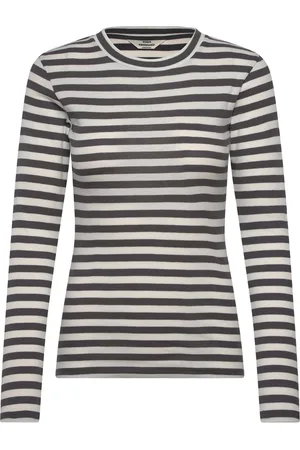Mads Norgaard 2X2 Cotton Stripe Tuba Tee Ls Tops T-shirts & Tops Long-sleeved Black