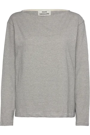 Mads Norgaard Crisp Jersey Silke Tee Ls Tops T-shirts & Tops Long-sleeved Grey