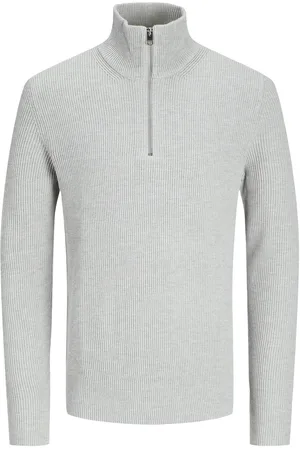 JACK & JONES Jjeperfect Knit Half Zip Sn Tops Knitwear Half Zip Jumpers Grey Jack & J S