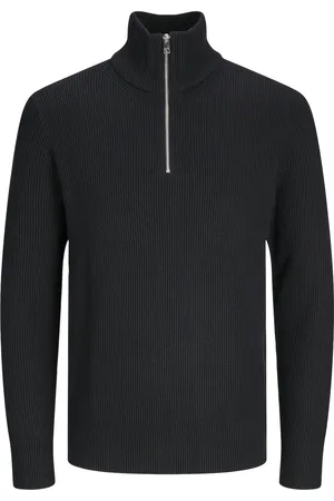 JACK & JONES Jjeperfect Knit Half Zip Sn Tops Knitwear Half Zip Jumpers Black Jack & J S