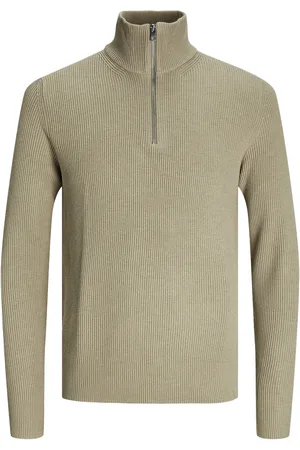 JACK & JONES Jjeperfect Knit Half Zip Sn Tops Knitwear Half Zip Jumpers Beige Jack & J S