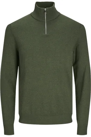 JACK & JONES Jjeemil Knit Half Zip Noos Tops Knitwear Half Zip Jumpers Khaki Green Jack & J S