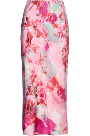 Coster Copenhagen Cc Heart Skyler Mid Length Printed Knælang Nederdel Pink