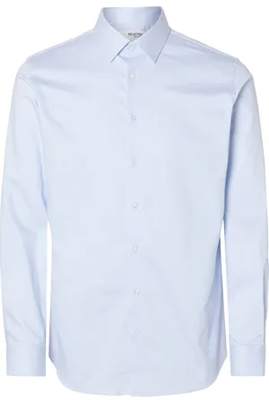SELECTED Slhslim-Performance Shirt Ls Noos Tops Shirts Business Blue